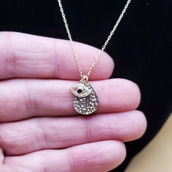 18 Inch Gold Over 925 Sterling Silver Spinel And CZ Eye Necklace - Picture 1 of 8